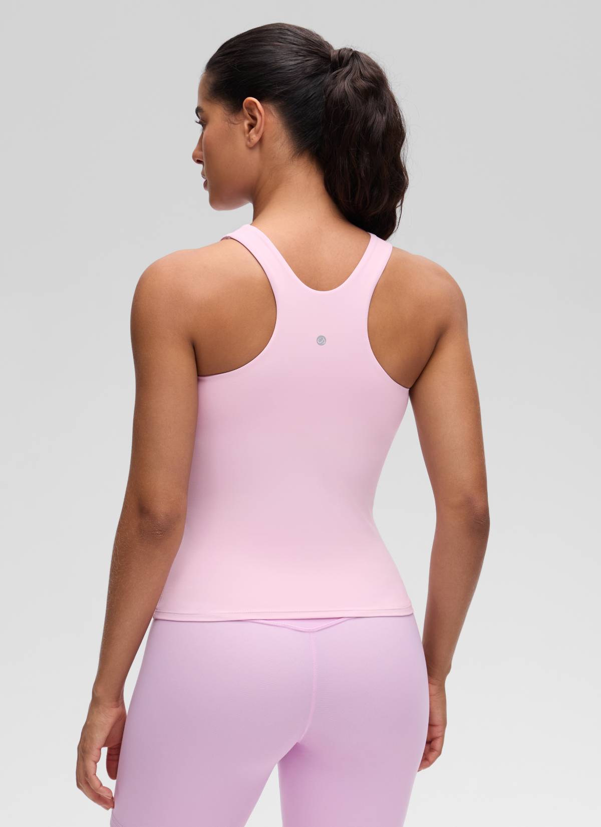 CRZ YOGA Women's Butterluxe Built-in Bra High Neck Racerback Tank Pink Peony @model_info:Carol