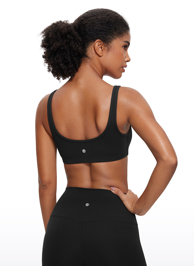 CRZ YOGA Women Butterluxe Scoop Neck Cami Padded Mini Bra Black