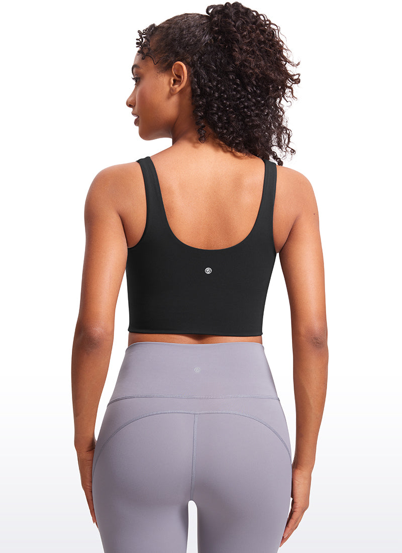CRZ YOGA Women's Yoga Molded Cup Butterluxe Longline Bra V Neck Black