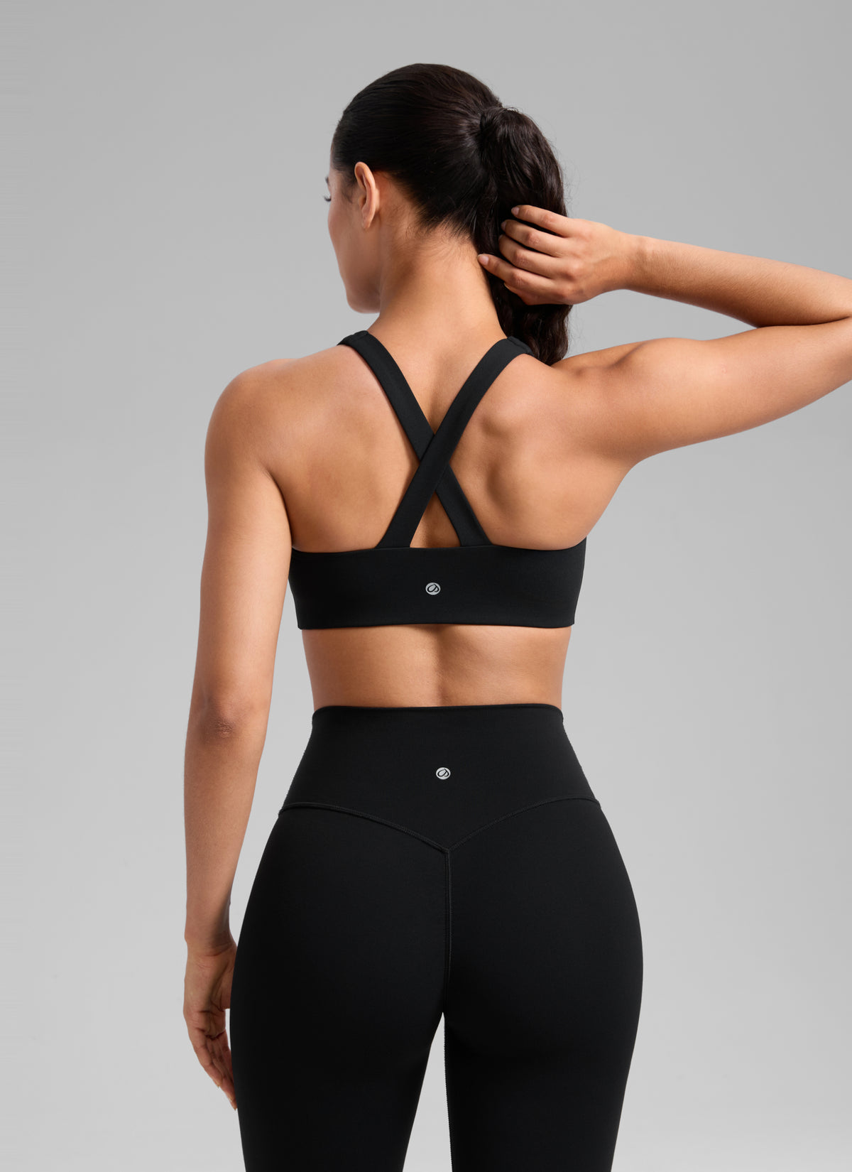 CRZ YOGA Women's SculptAir Training Cross Back Sports Bra Black @model_info:C