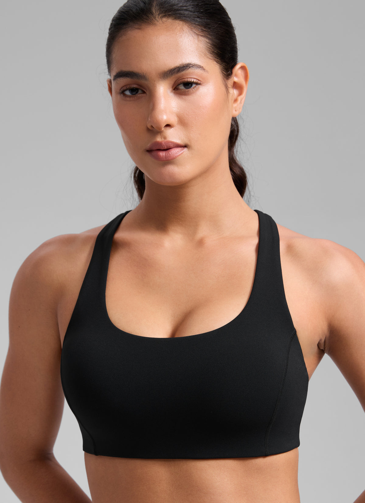 CRZ YOGA Women's SculptAir Training Cross Back Sports Bra Black @model_info:C