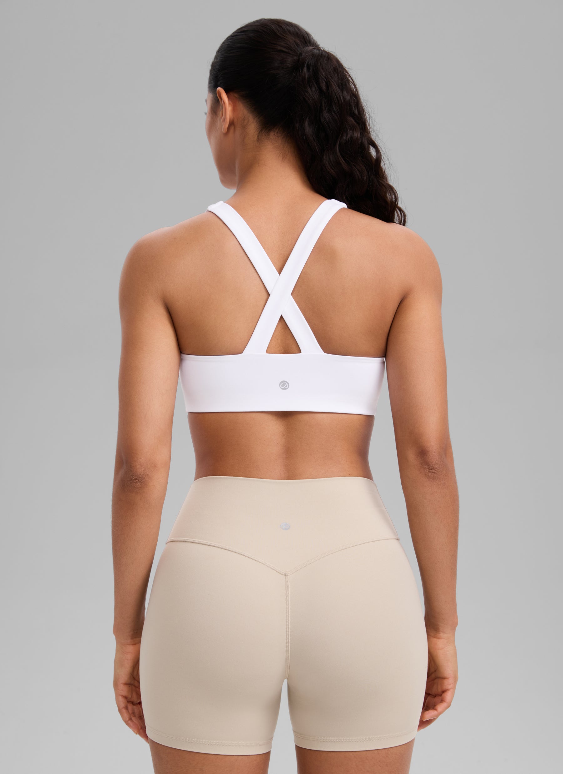 CRZ YOGA Women's SculptAir Training Cross Back Sports Bra White @model_info:C
