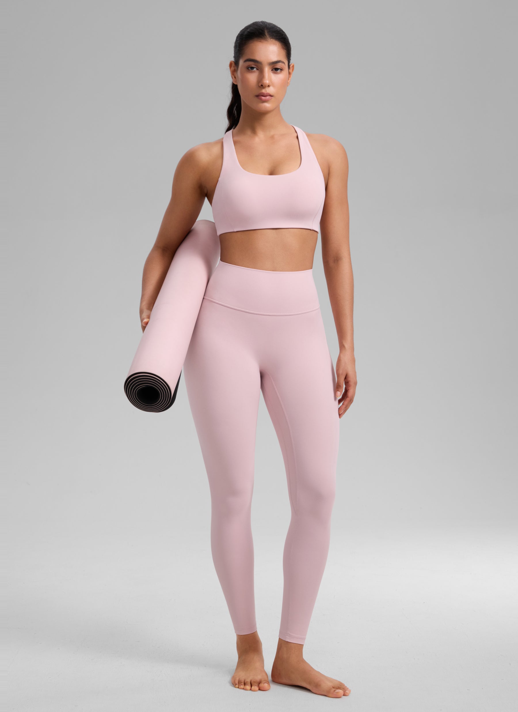 CRZ YOGA Women's SculptAir Training Cross Back Sports Bra Pink Haze @model_info:C