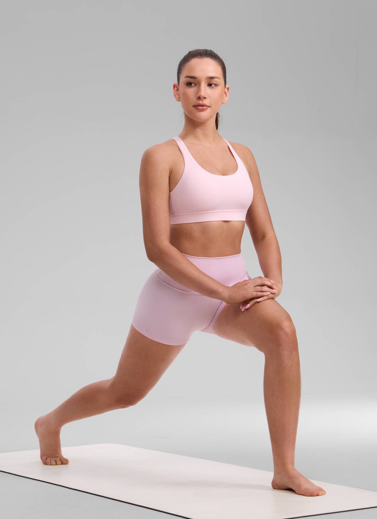 CRZ YOGA Women's Nakedfeel Training U Neck Criss Cross Back Sports Bra Strawberry Pink @model_info:Brooklyn