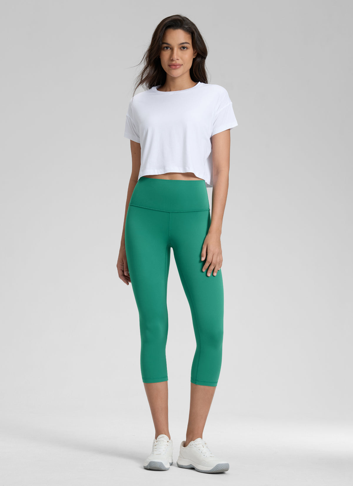 CRZ YOGA Women's Yoga Lounge High Rise Butterluxe Yoga Leggings 19'' Cascadia Green @model_info:Jenna