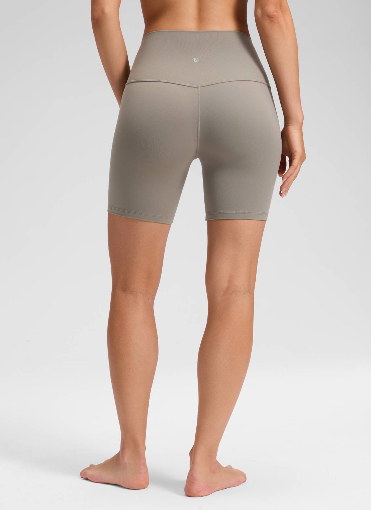 CRZ YOGA Women's Yoga High Rise Biker Shorts Butterluxe Shorts 6'' Warm Ash Grey @model_info:Milena