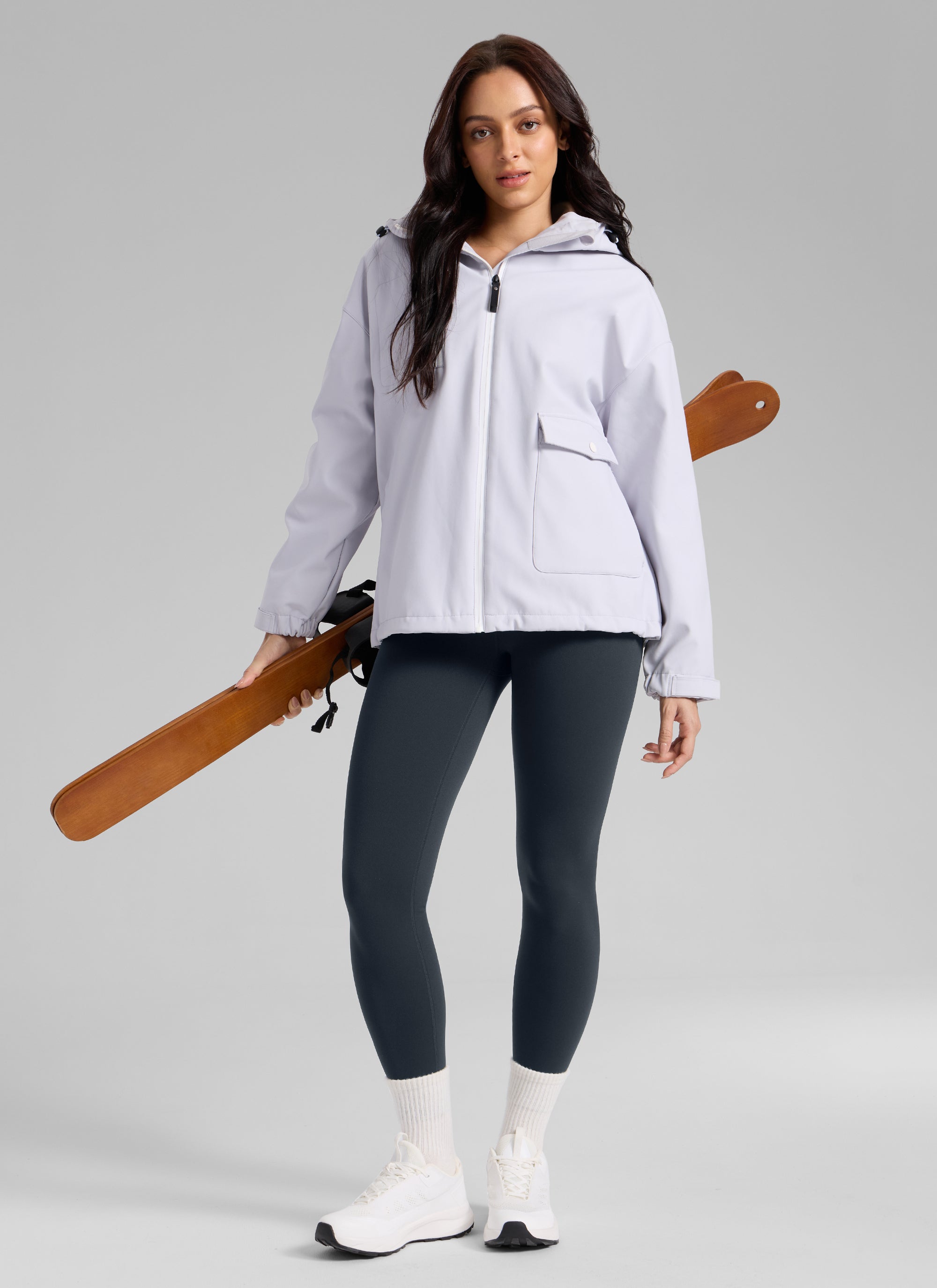 CRZ YOGA Women's Fleece Lined Casual High Rise Legging 28'' True Navy @model_info:Bruna