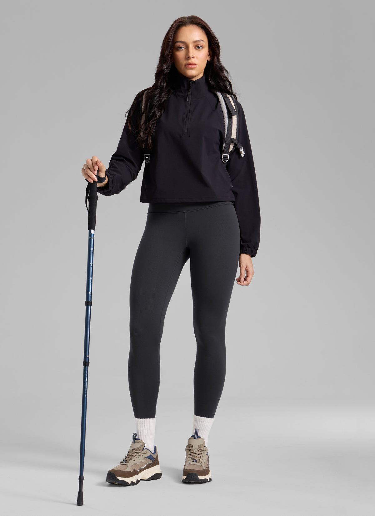 CRZ YOGA Women's Fleece Lined Casual High Rise Legging 28'' Ink Gray @model_info:Bruna