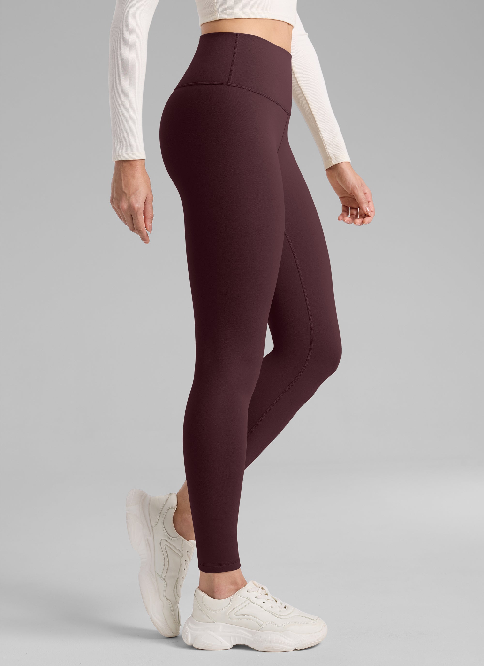 CRZ YOGA Women's Fleece Lined Casual High Rise Legging 28'' Ripe Plum @model_info:Bruna