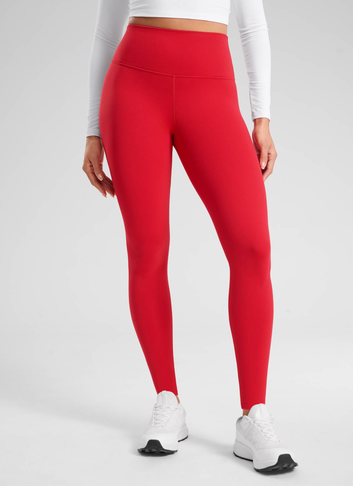 CRZ YOGA Women's Fleece Lined Casual High Rise Legging 28'' Aurora Red @model_info:Dany