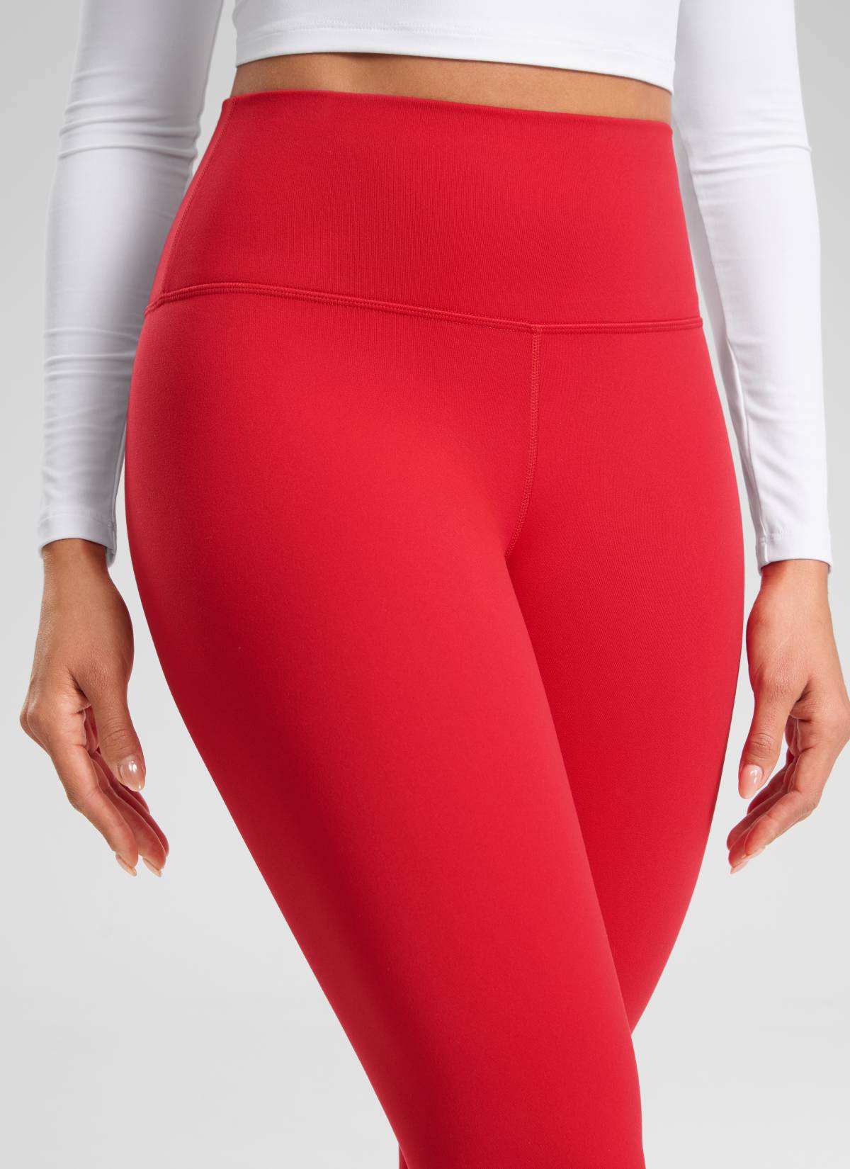 CRZ YOGA Women's Fleece Lined Casual High Rise Legging 28'' Aurora Red @model_info:Dany