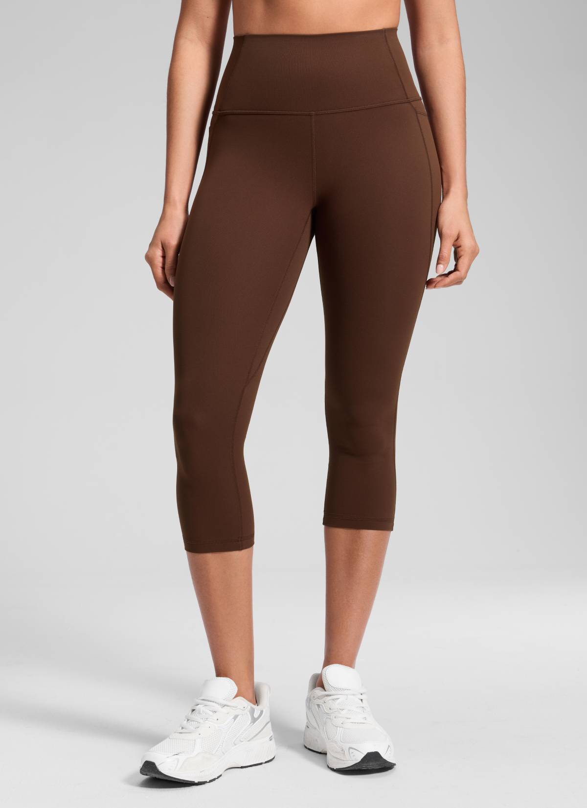 CRZ YOGA Womens Butterluxe High Waist Pockets Capri Leggings 19'' Lava Brown @model_info:Dany