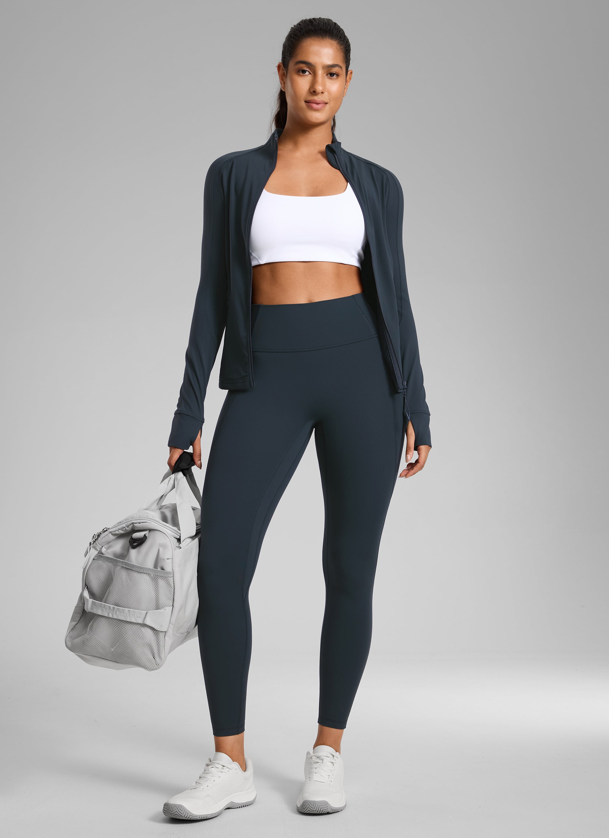 CRZ YOGA Women's Butterlift High Rise No Front Seam Pocket Legging True Navy @model_info:C