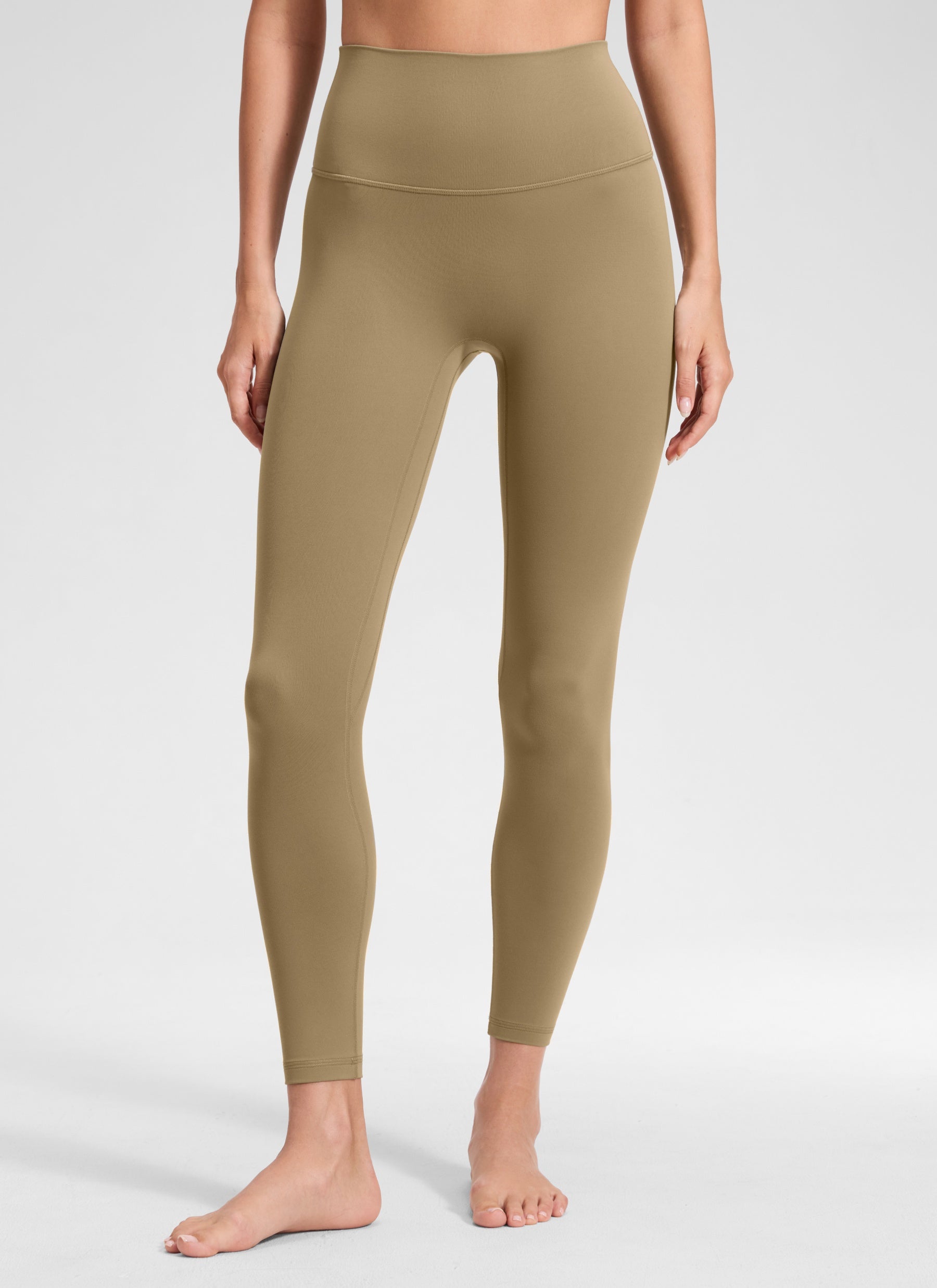 CRZ YOGA Women's Butterluxe Yoga High Rise No Front Seam Legging 25'' Soul Brown @model_info:Anna