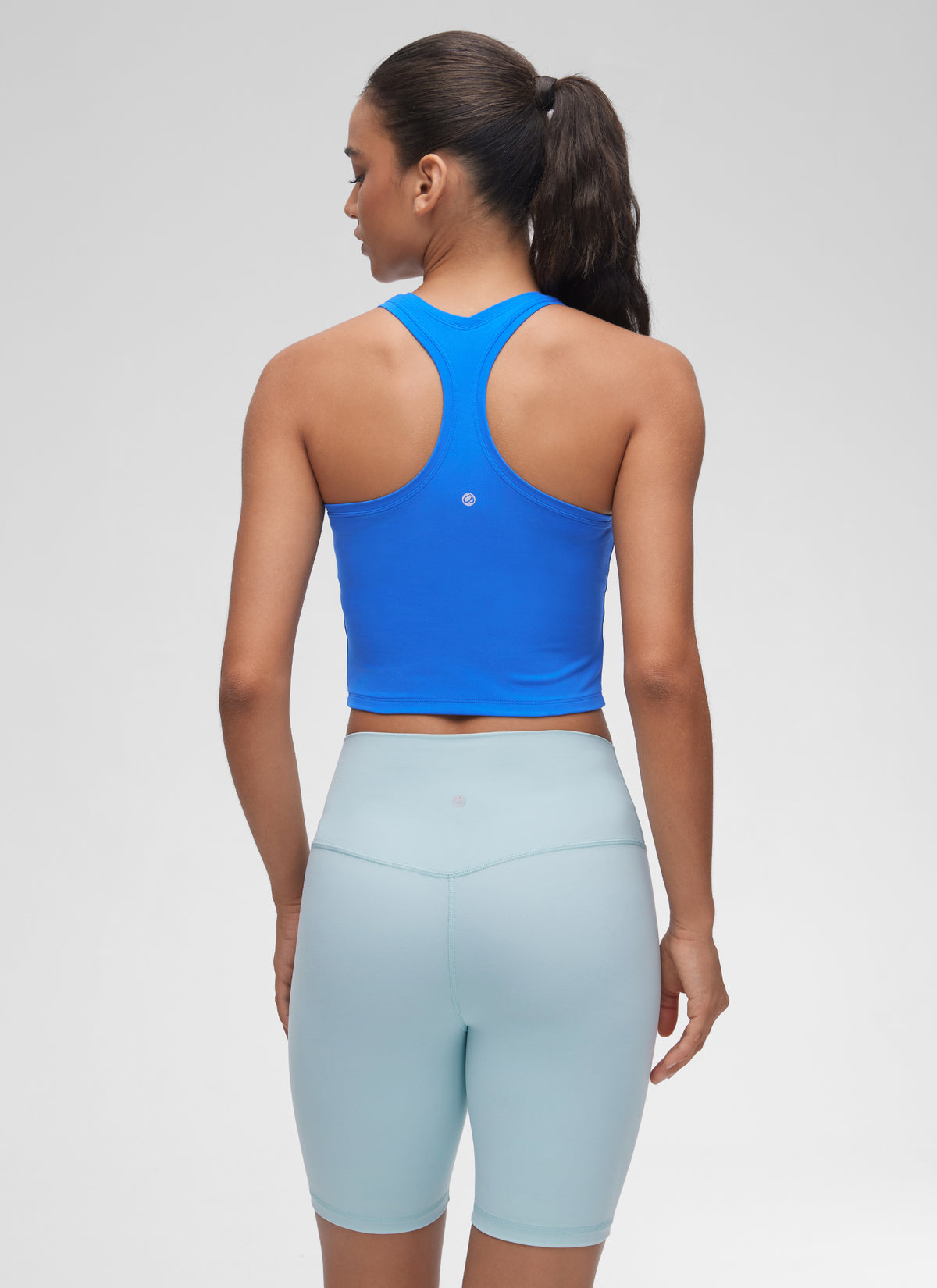 CRZ YOGA Women's Butterluxe Scoop Neck Racerback Cropped Lounge Yoga Tank Sparkle Blue @model_info:Winma