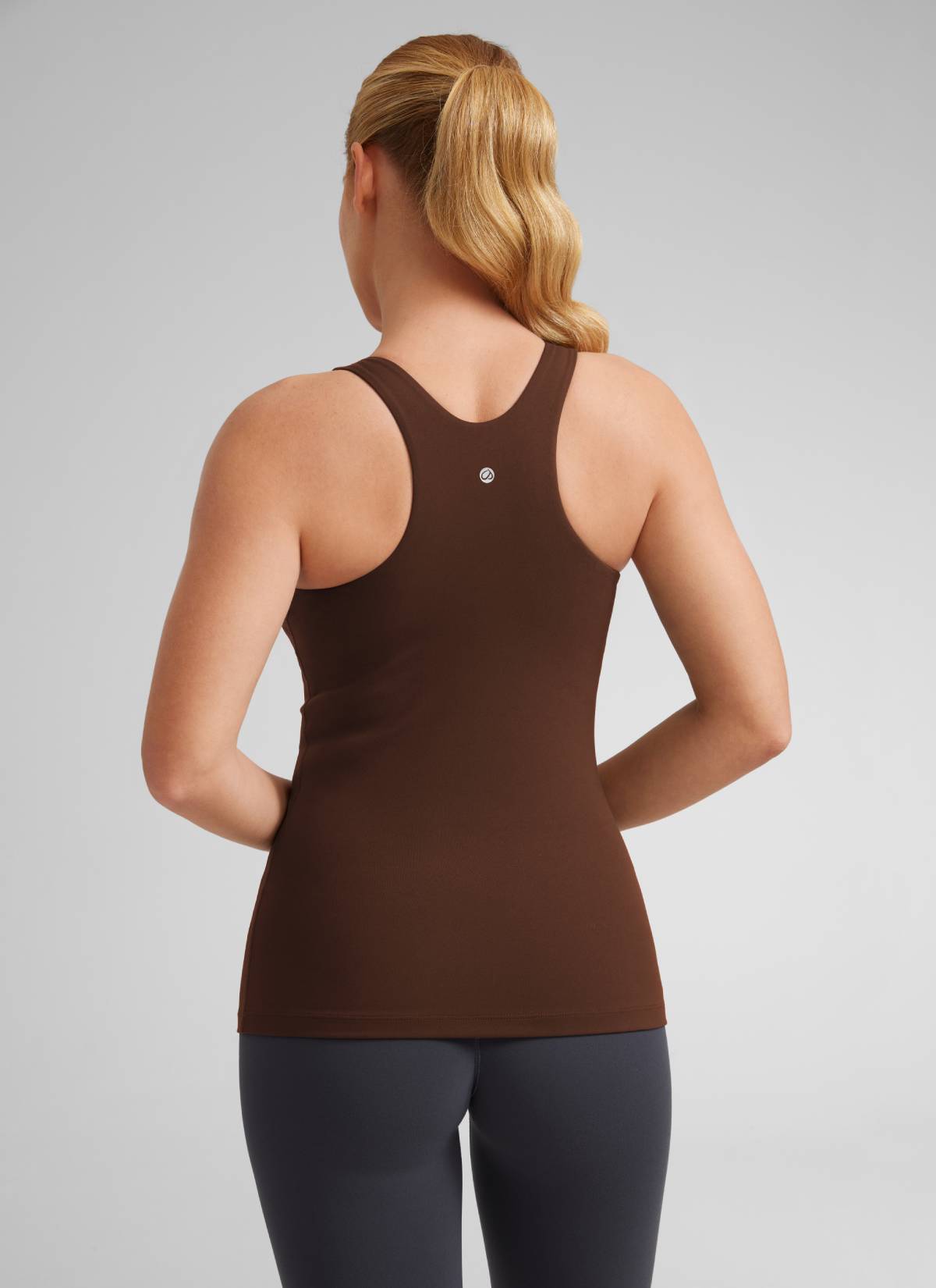 CRZ YOGA Women's Yoga Slim Fit Top Butterluxe Tank Racerback High Neck Lava Brown @model_info:LIka