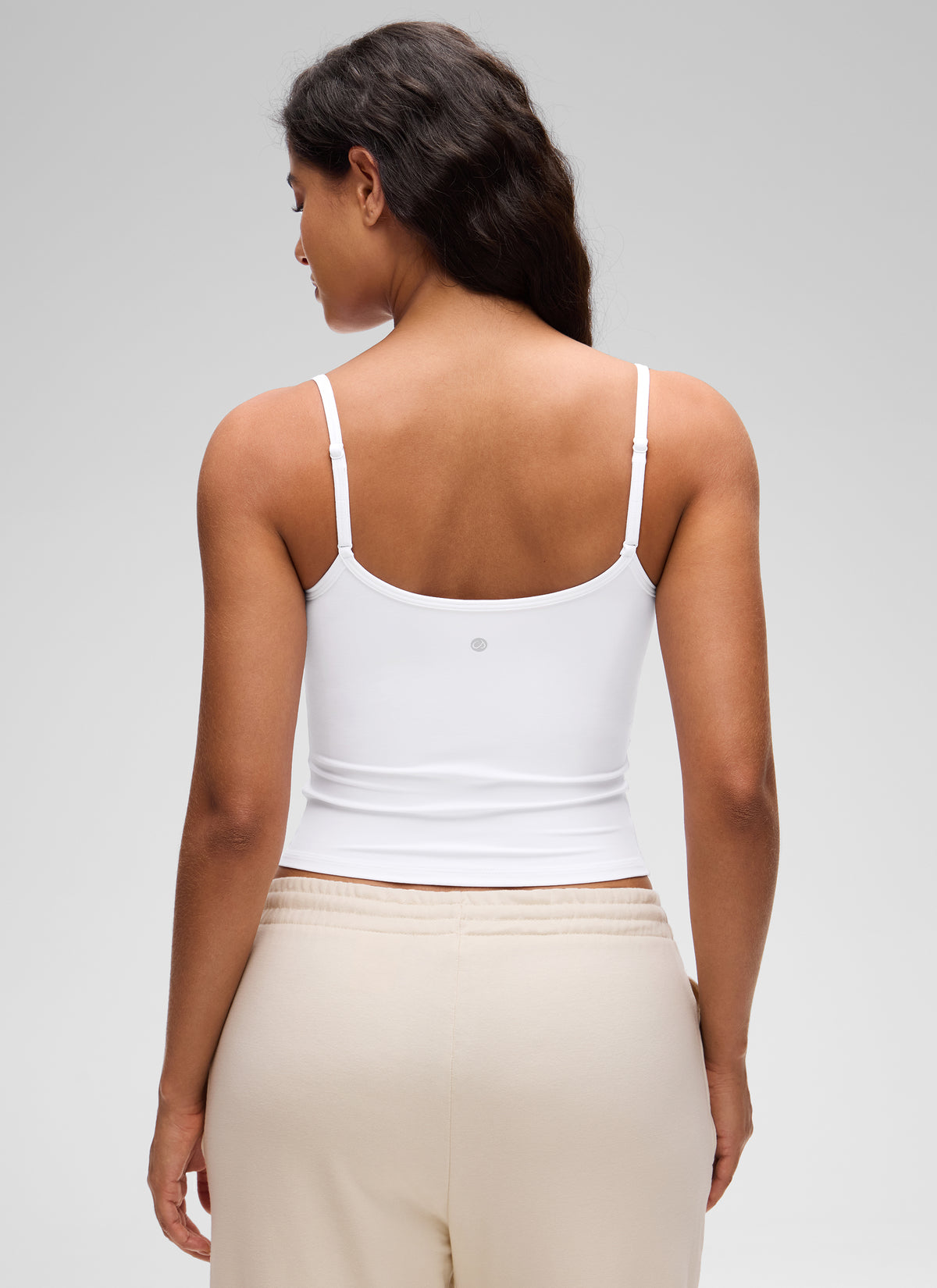 CRZ YOGA Women's Butterluxe Casual Scoop Neck U Back Double Lined Tank White @model_info:Carol