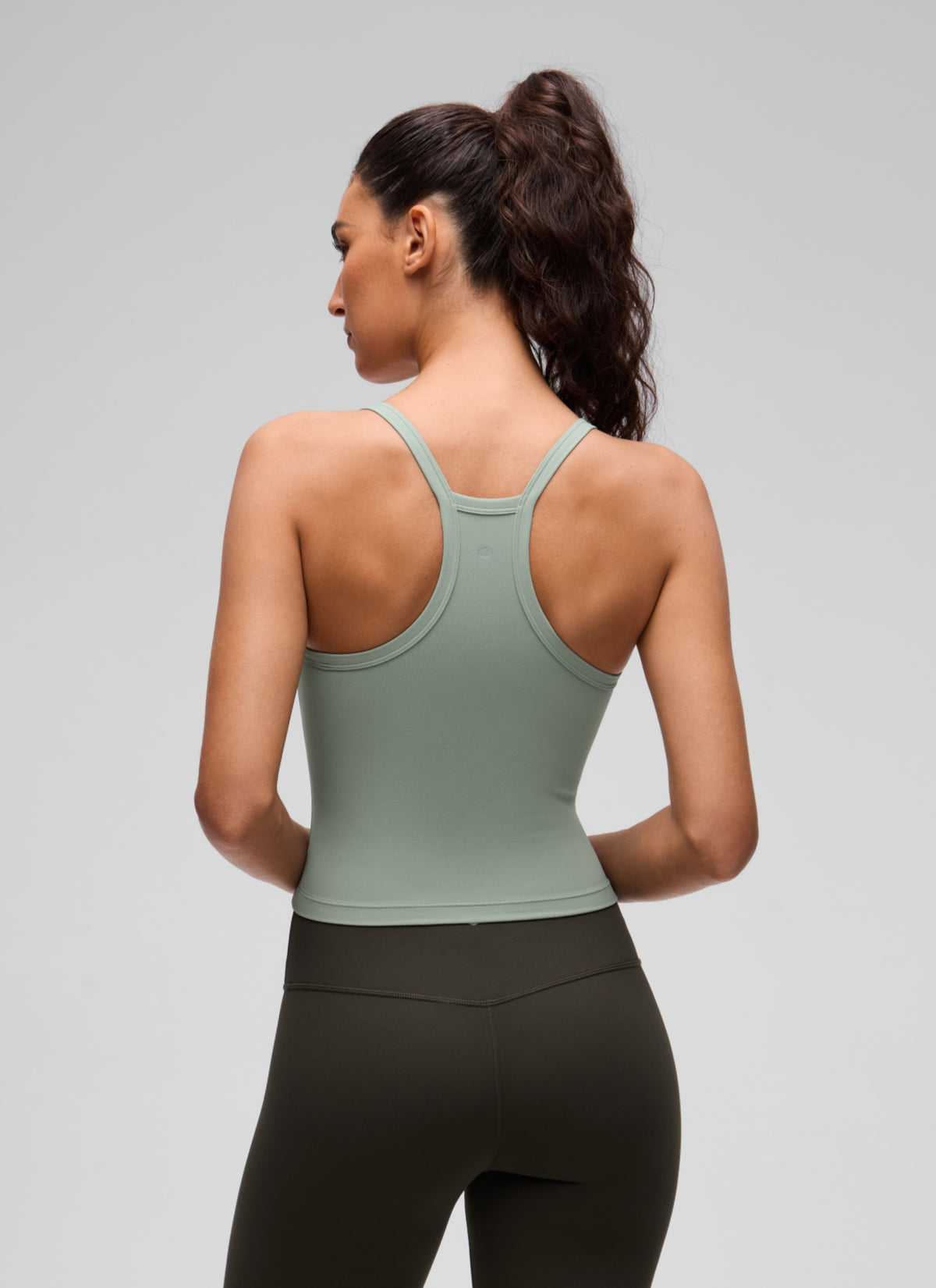 CRZ YOGA Women's Butterluxe Soft Double Lined V Neck Racerback Tanks Green Palm Court @model_info:V