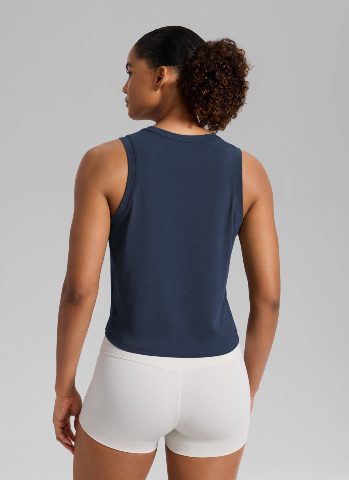 CRZ YOGA Women's Quick Dry Crop Racerback Sleevesless Tank Tops Club Blue @model_info:B