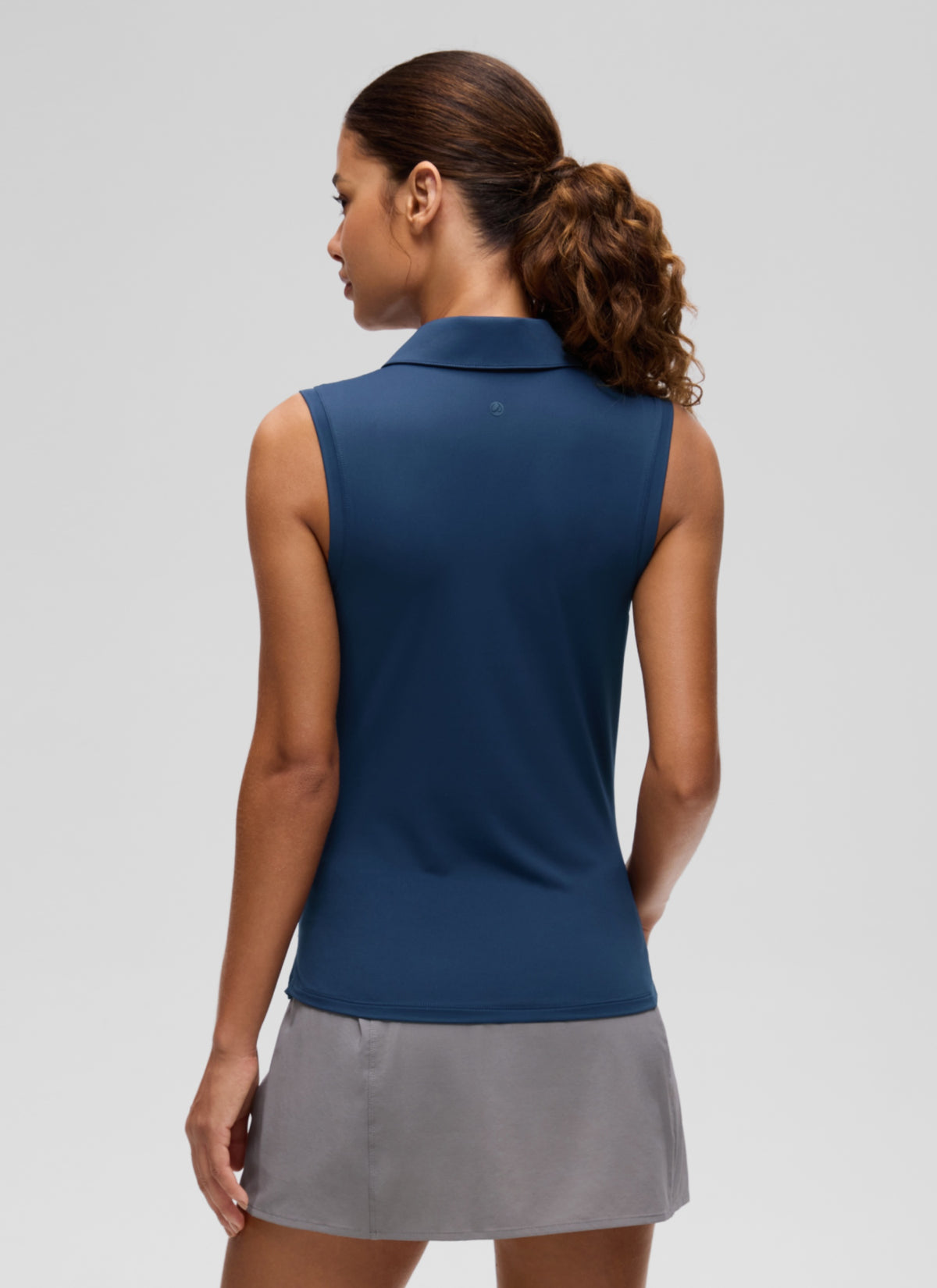 CRZ YOGA Women's Golf Tennis Hip Length Slim Fit Sleeveless Polo Club Blue @model_info:J