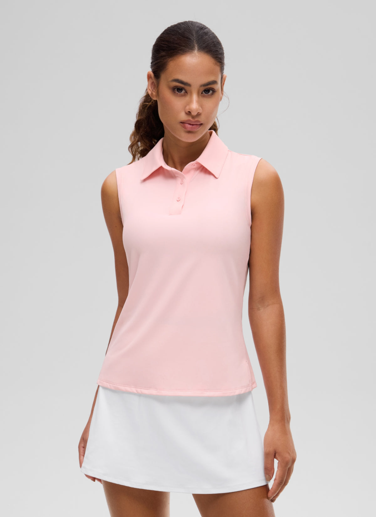 CRZ YOGA Women's Golf Tennis Hip Length Slim Fit Sleeveless Polo Strawberry Pink @model_info:J