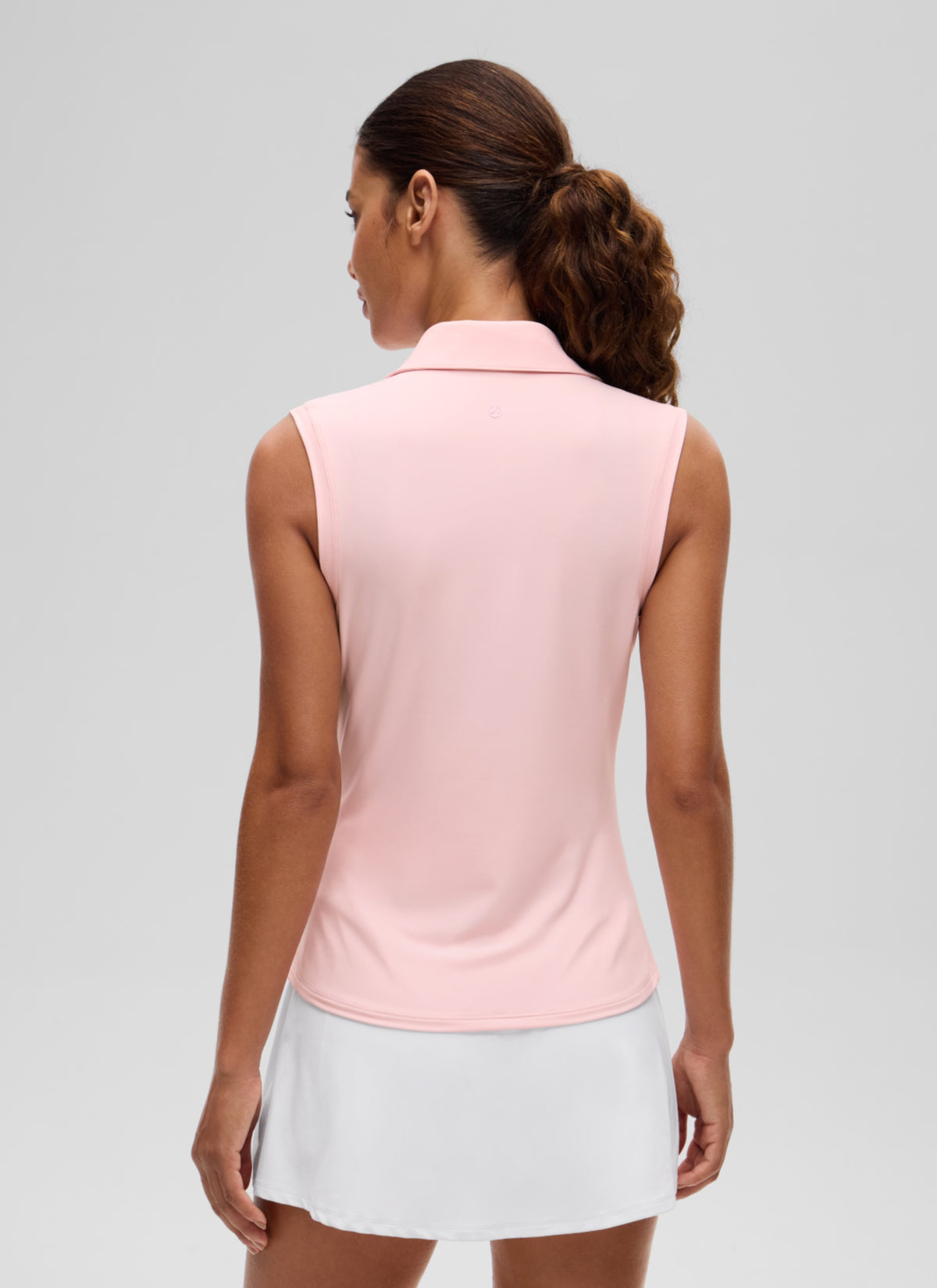 CRZ YOGA Women's Golf Tennis Hip Length Slim Fit Sleeveless Polo Strawberry Pink @model_info:J