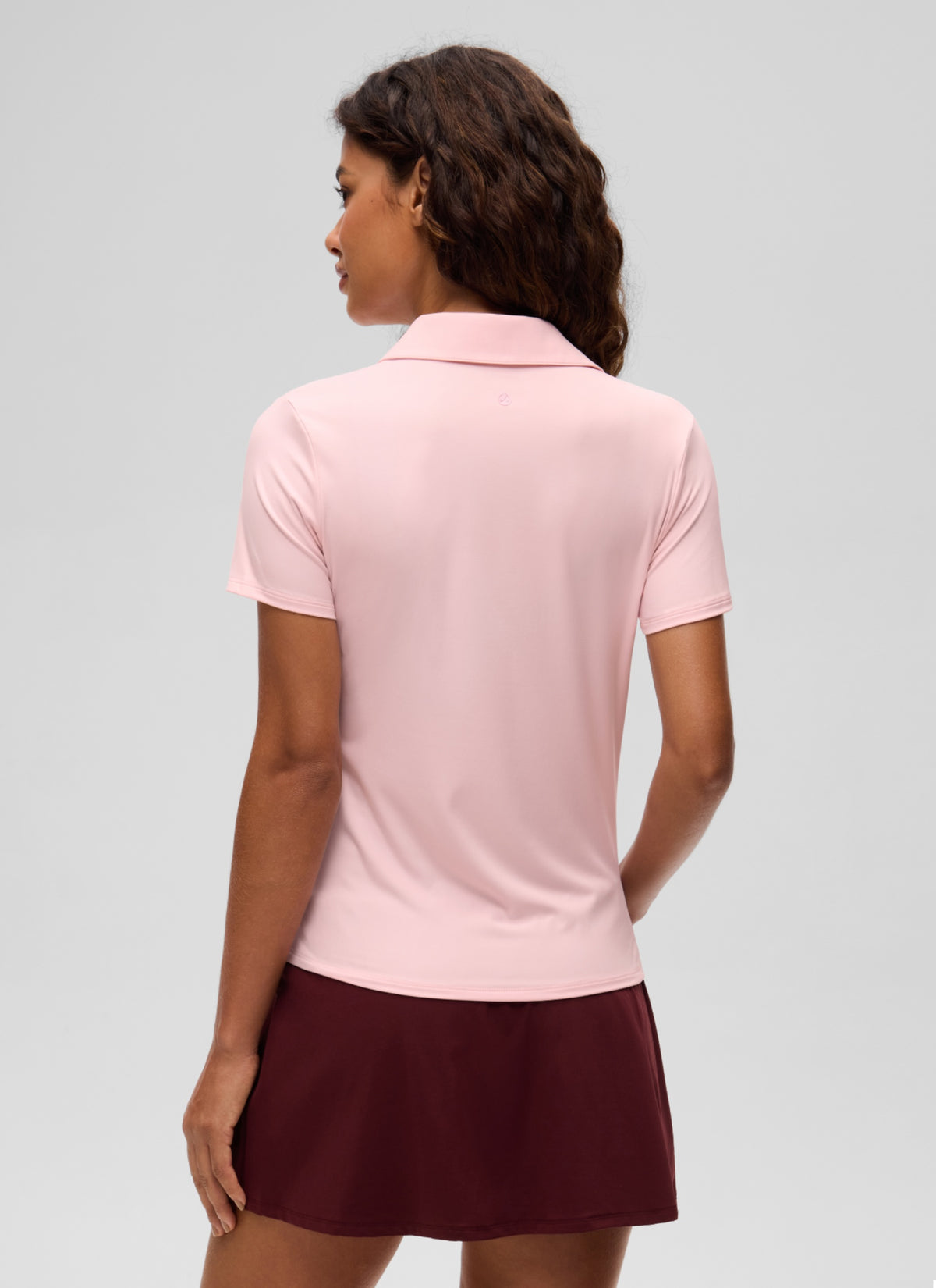 CRZ YOGA Women's Golf Tennis Hip Length Polo Slim Fit Short Sleeve Strawberry Pink @model_info:J