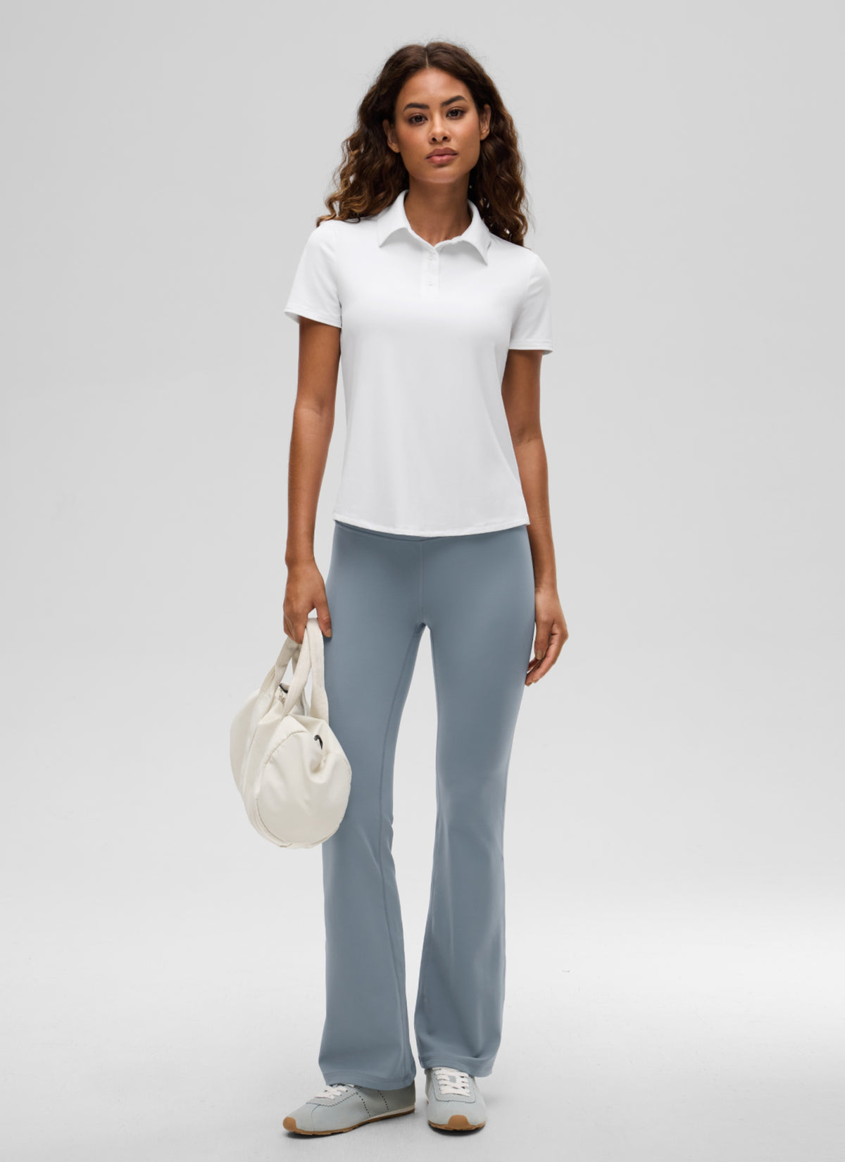 CRZ YOGA Women's Golf Tennis Hip Length Polo Slim Fit Short Sleeve White @model_info:J