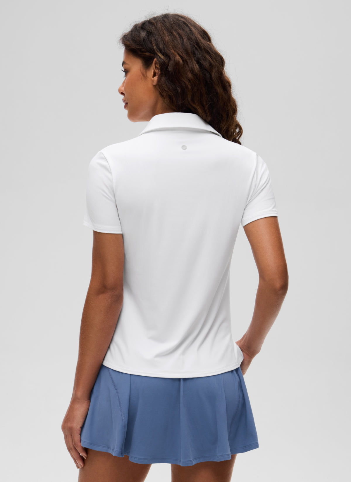 CRZ YOGA Women's Golf Tennis Hip Length Polo Slim Fit Short Sleeve White @model_info:J