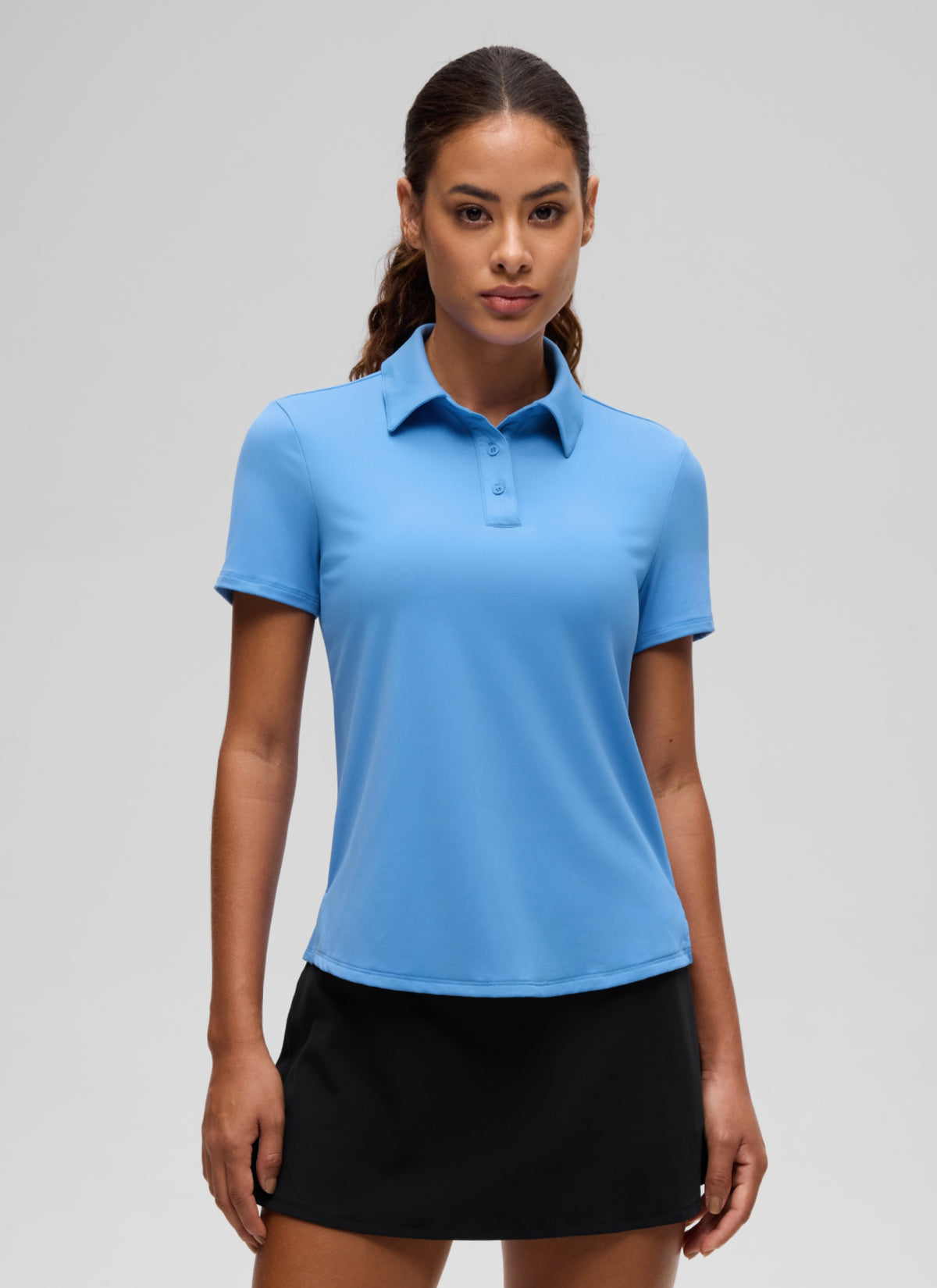 CRZ YOGA Women's Golf Tennis Hip Length Polo Slim Fit Short Sleeve Party Blue @model_info:J