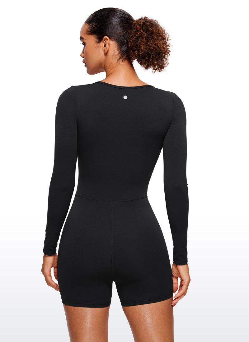 CRZ YOGA Women's Casual Yoga Long Sleeve Scoop Neck Athletic Rompers Black @model_info:T